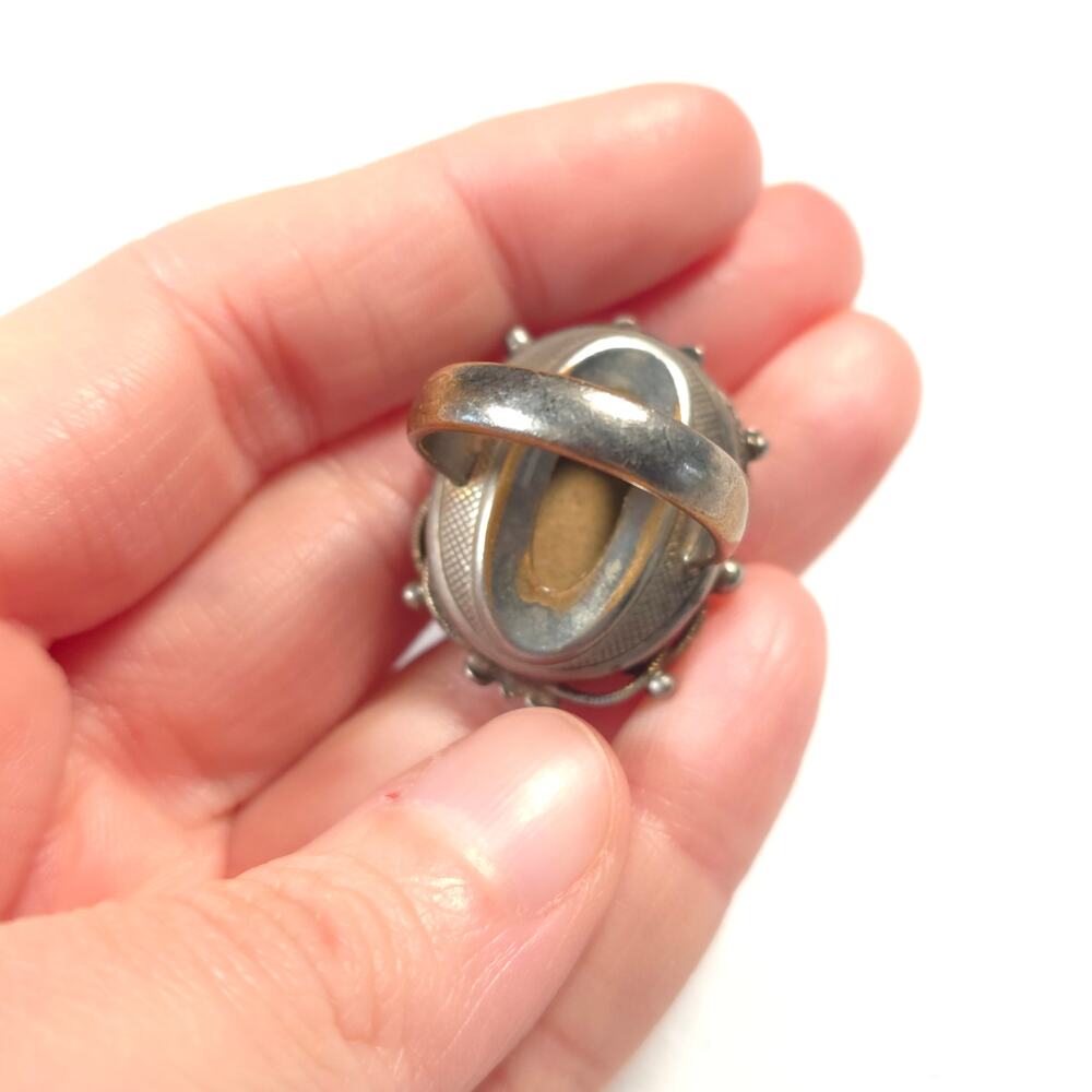Vintage Unsigned Silver Tone Chunky Ring Statemen… - image 5